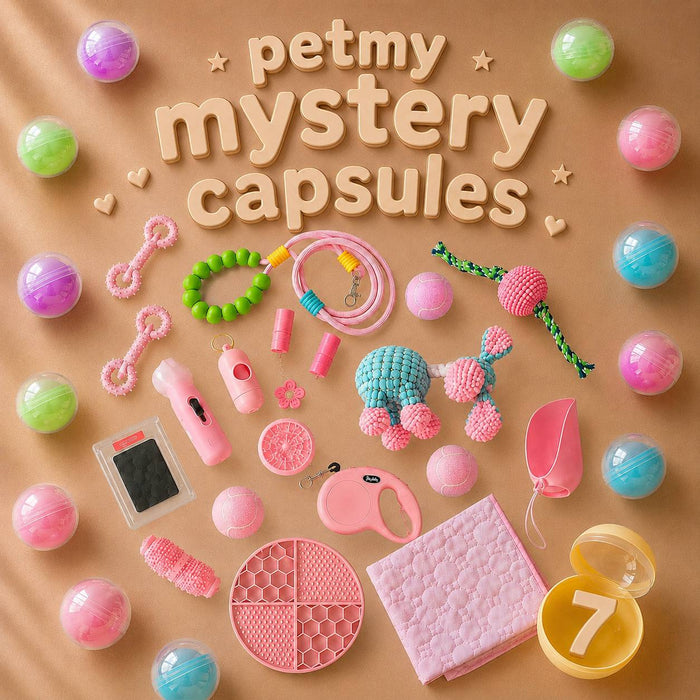 7 MYSTERY CAPSULES • 7 Main Items + 35 Bonus Gifts + Petmy Bag + Leash Guaranteed + FREE U.S. SHIPPING