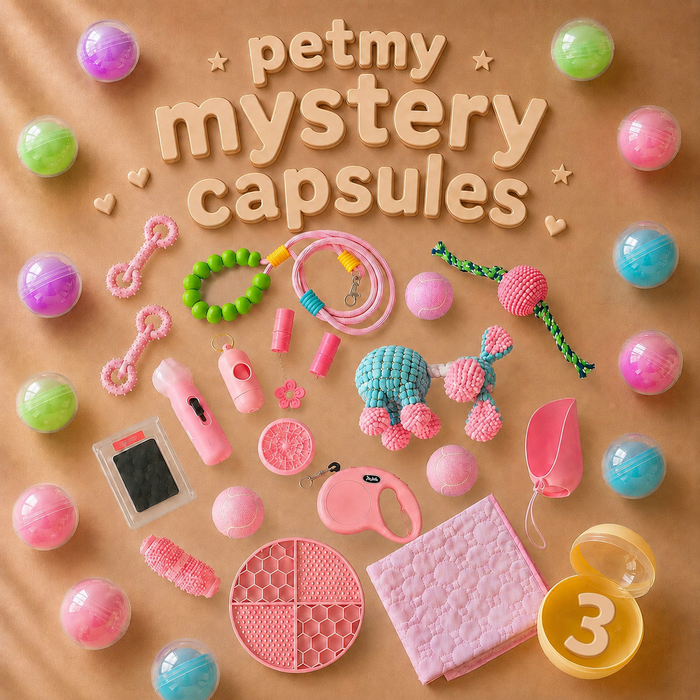 3 MYSTERY CAPSULES • 3 Main Items + 15 Bonus Gifts + Petmy Bag + Leash Guaranteed + FREE U.S. SHIPPING